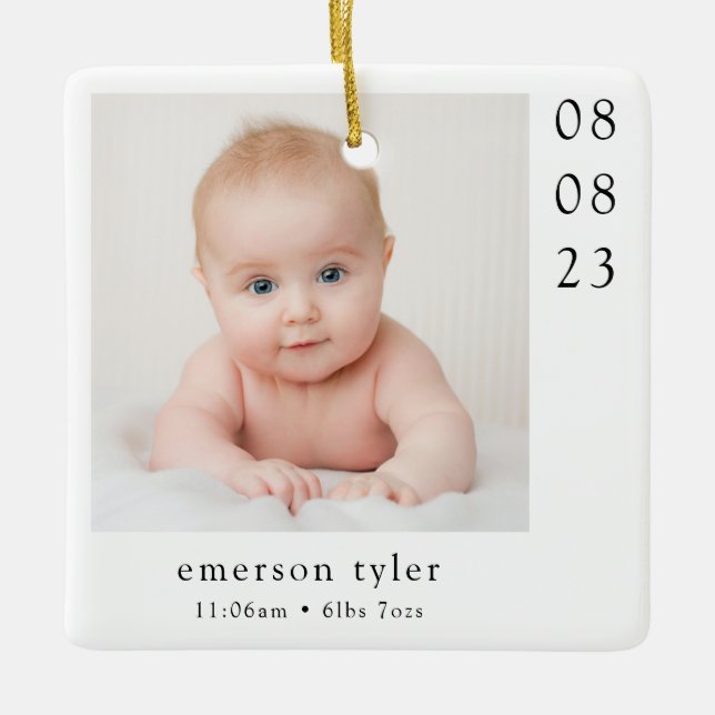 Modern Minimalist New Baby Ceramic Ornament (Front)