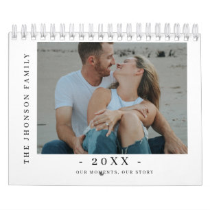 Modern Minimalist New Couple Photo Calendar