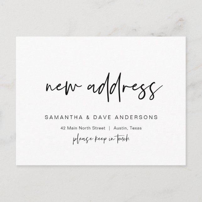 Modern minimalist, New Home Address Announcement P Postcard (Front)
