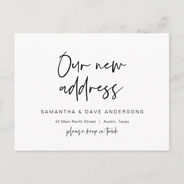 Modern minimalist, New Home Address Announcement Postcard (Front)
