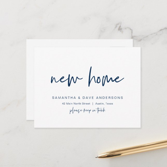 Modern minimalist, New Home Address Announcement Postcard (Front/Back In Situ)