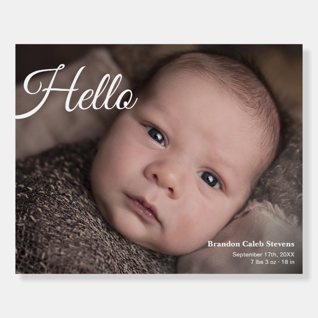 Modern Minimalist Newborn Baby Photo Foam Board (Front)