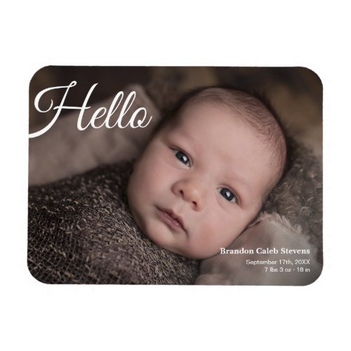 Modern Minimalist Newborn Baby Photo Magnet