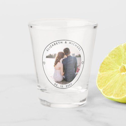 Modern Minimalist Newly Weds Couple Wedding Photo Shot Glass