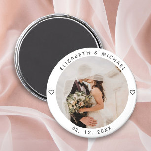 Modern Minimalist Newly Weds Photo Wedding Favor Magnet