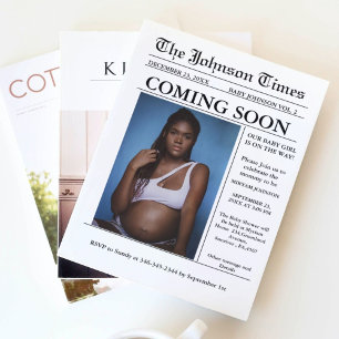 Modern Minimalist Newspaper Pregnancy announcement