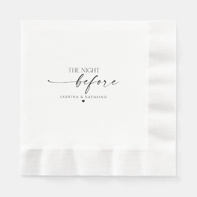 Modern Minimalist Night Before Rehearsal Dinner Napkins (Front)