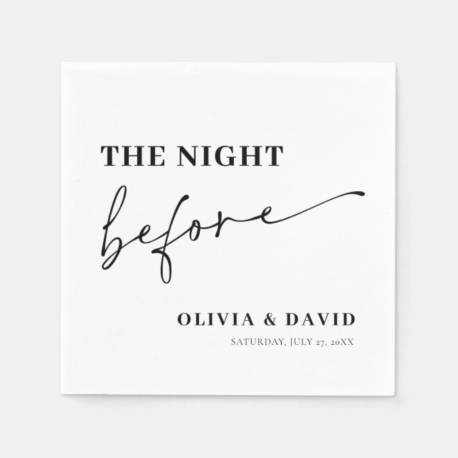 Modern Minimalist Night Before Rehearsal Dinner Napkins (Front)