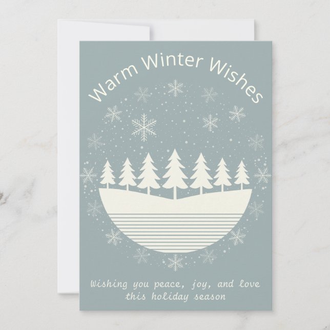 Modern Minimalist Non-Denominational Snowflake  Holiday Card (Front)