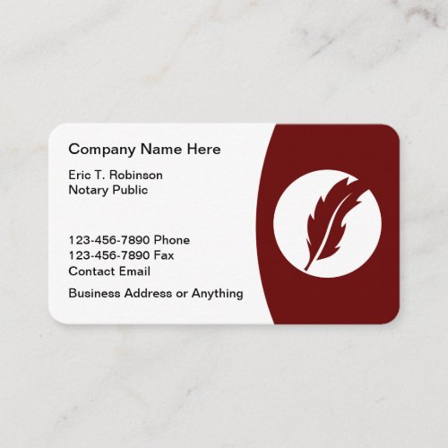 Modern Minimalist Notary Business Cards