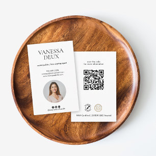 Modern Minimalist Notary Photo Simple QR Code Business Card