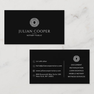 Modern Minimalist Notary Public Black Business Card
