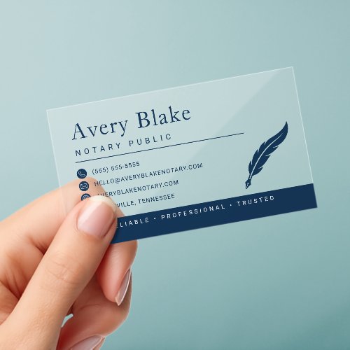 Modern Minimalist Notary Public Clear Business Cards