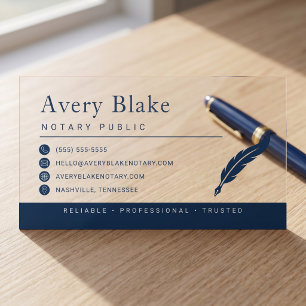 Modern Minimalist Notary Public Clear Business Cards