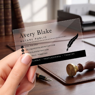 Modern Minimalist Notary Public Clear Business Cards