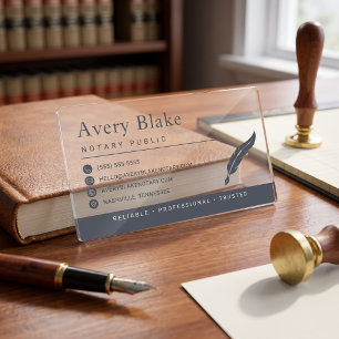 Modern Minimalist Notary Public Clear Business Cards