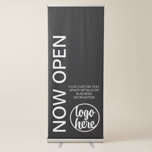 Modern Minimalist Now Open Small Business Retractable Banner