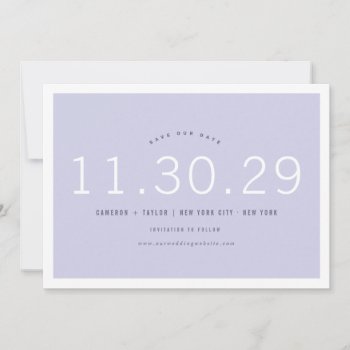 Modern Minimalist Numbers Photo Save The Date Card by fatfatin_blue_knot at Zazzle