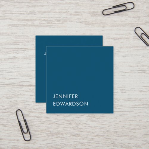 Modern minimalist ocean blue simple professional square business card