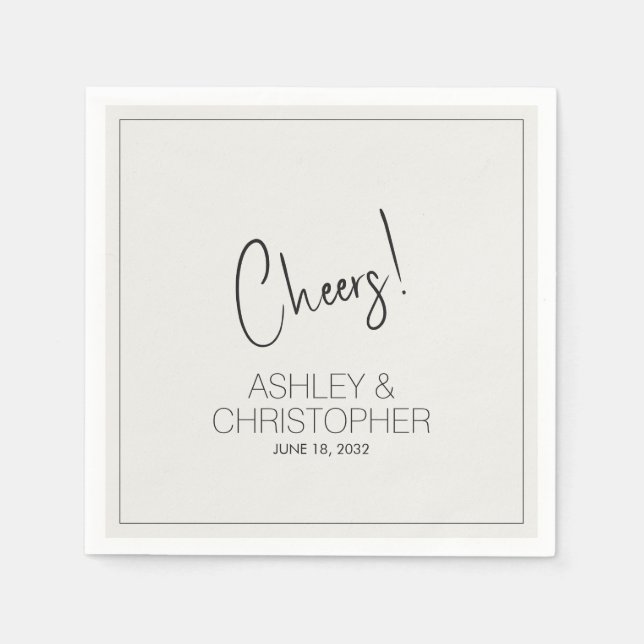 Modern Minimalist Off White Wedding Napkins (Front)