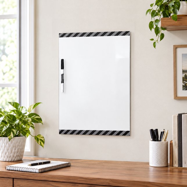 Modern Minimalist Office Black Gray Diagonal Dry Erase Board (Thin Black and Gray Diagonal Stripes Dry Erase Board)