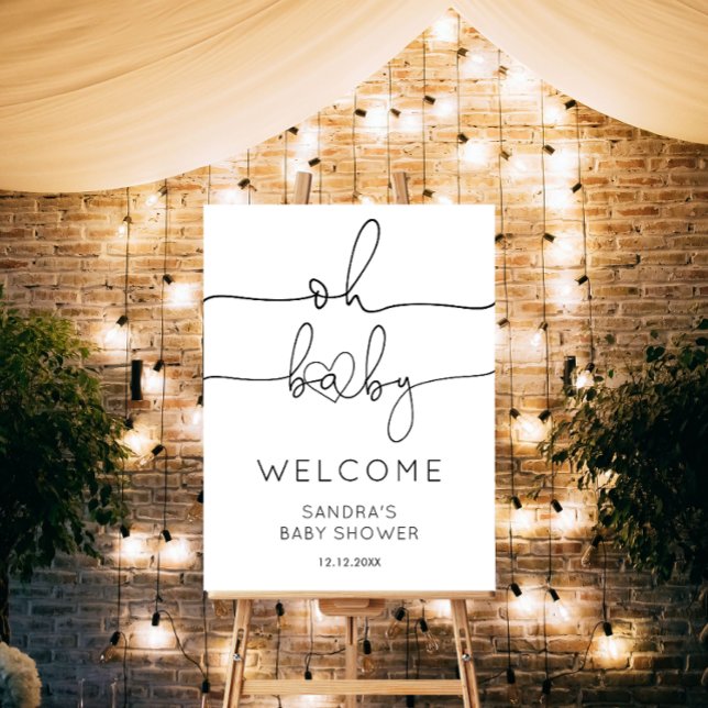 Modern Minimalist Oh Baby Baby Shower Welcome Foam Board (Creator Uploaded)