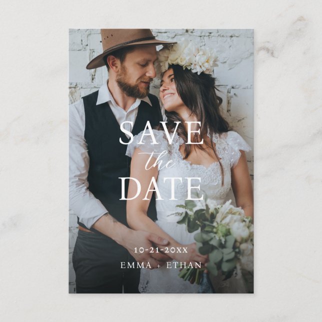 Modern Minimalist Olive Gray Save The Date (Front)