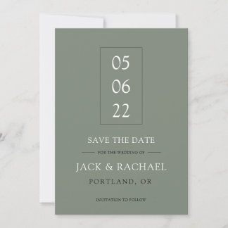 Modern Minimalist Olive Green Elegant Save The Date