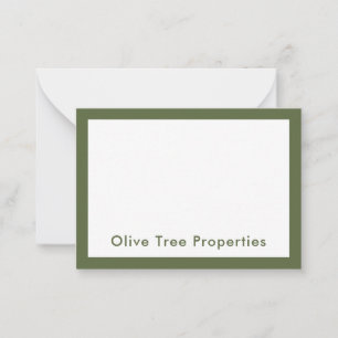 Modern Minimalist Olive Green Real Estate Agency Note Card