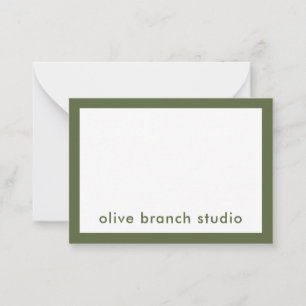 Modern Minimalist Olive Green Studio Name Note Card