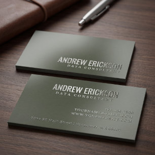 Modern Minimalist Olive Raised Spot UV Business Card