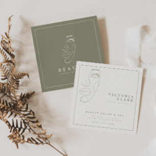Modern Minimalist Olive Salon Square Business Card
