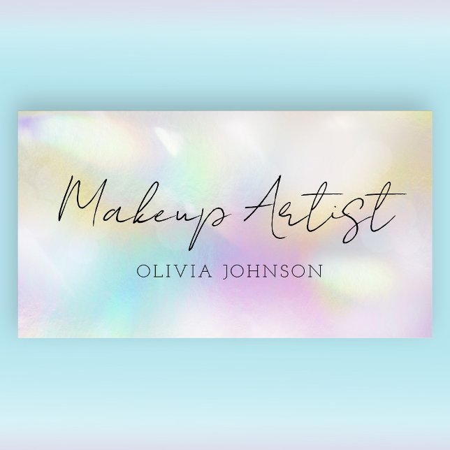 Modern Minimalist Opal Makeup Artist  Business Card (Creator Uploaded)
