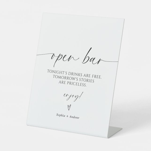Modern Minimalist Open Bar Pedestal Sign (Front)