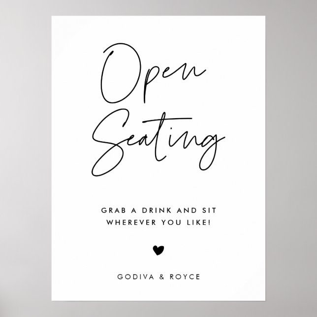 Modern Minimalist Open Seating Wedding Poster (Front)