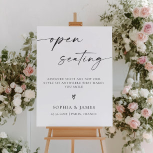 Modern Minimalist Open Seating Wedding Sign