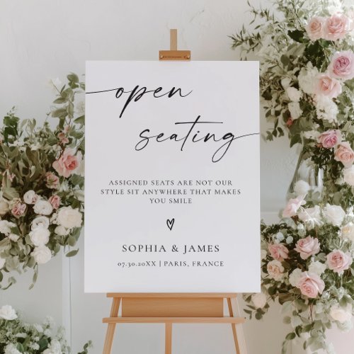 Modern Minimalist Open Seating Wedding Sign