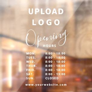 Modern minimalist Opening Hours business Logo Window Cling