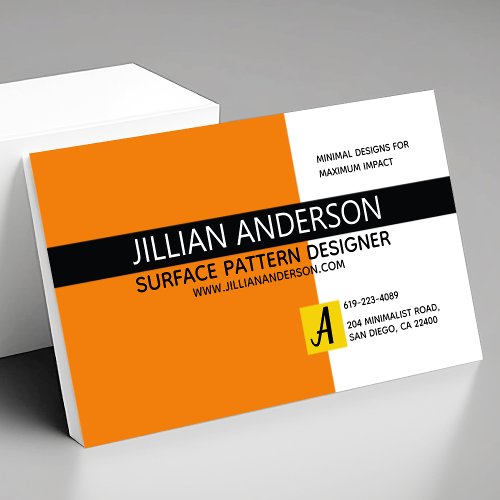 Modern Minimalist Orange and Black Business Card