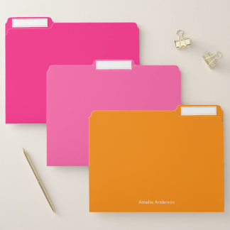 Modern Minimalist Orange And Hot Pink File Folder