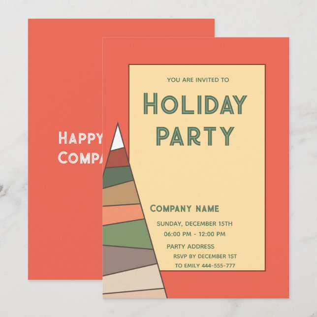 Modern minimalist orange fun holiday party  invitation (Front/Back)