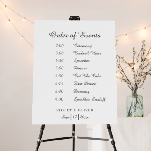 Modern Minimalist Order Of Events Sign