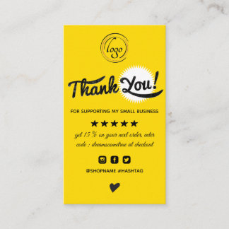 Modern minimalist order thank you business card