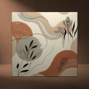 Modern Minimalist Organic Abstract Shapes Pattern Ceramic Tile