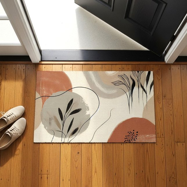 Modern Minimalist Organic Abstract Shapes Pattern Doormat (Creator Uploaded)