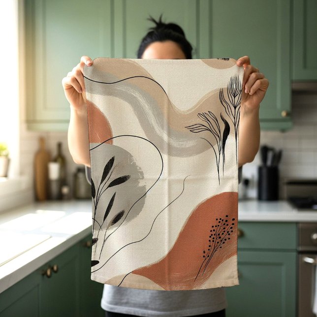 Modern Minimalist Organic Abstract Shapes Pattern Kitchen Towel (Creator Uploaded)