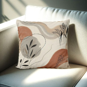 Modern Minimalist Organic Abstract Shapes Pattern Throw Pillow