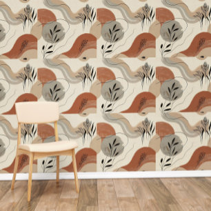 Modern Minimalist Organic Abstract Shapes Pattern Wallpaper