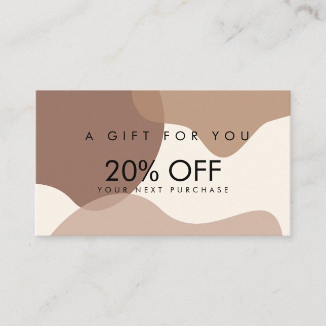 Modern Minimalist Organic Shapes Discount Card (Front)