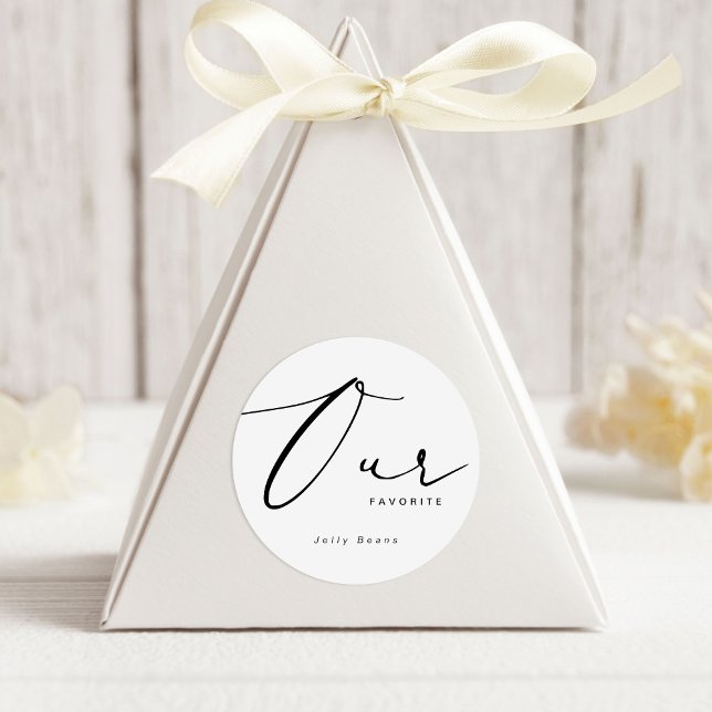 Modern Minimalist Our Favorite Favor Round Sticker (Creator Uploaded)